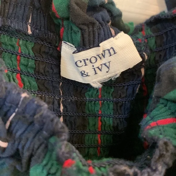 Green plaid smoked maxi dress size large - Picture 2 of 4